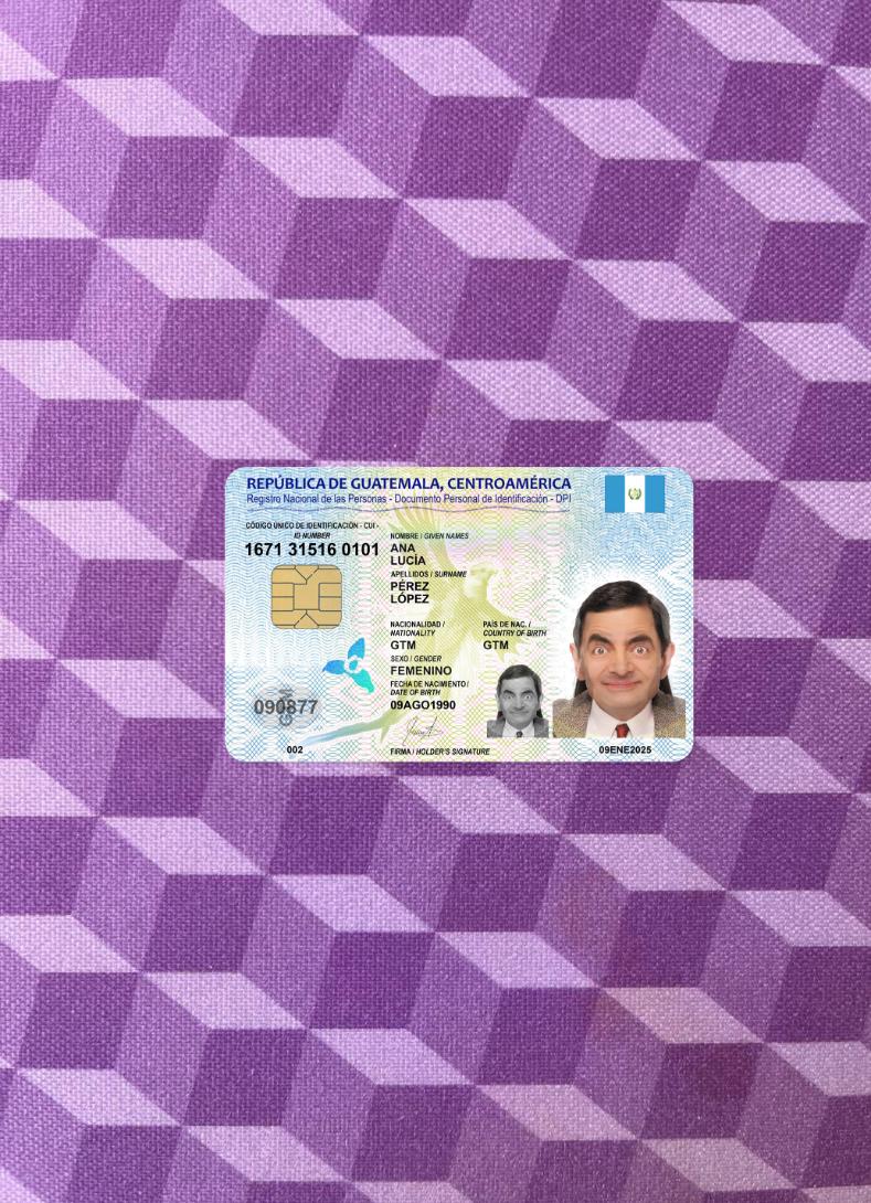 Realistic Guatemala ID card 2025 present photolook template